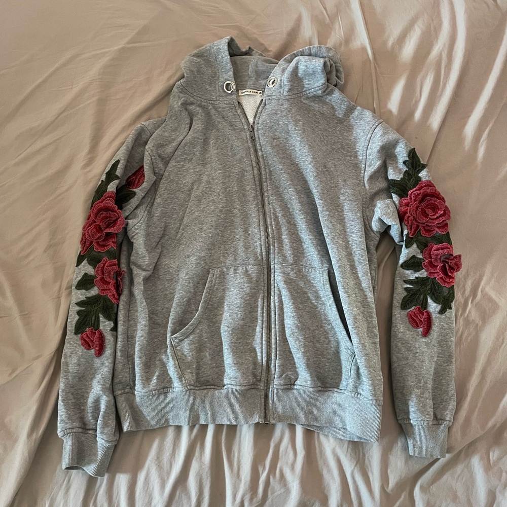 Emma & Sam Rose Applique Hoodie Jacket